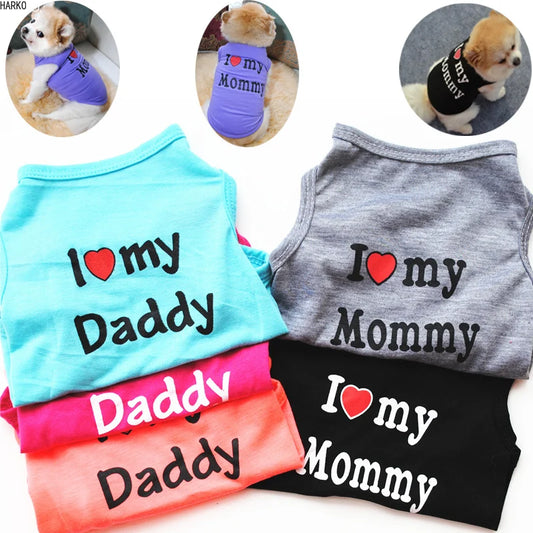 Cute Printed Summer Pets tshirt Puppy Dog Clothes Pet Cat Vest Cotton T Shirt