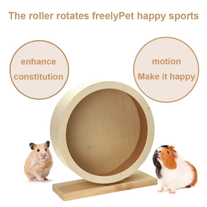 Natural Wood Hamster Wheel | Exercise Running Toy for Small Pets, Hamsters & Gerbils Accessories