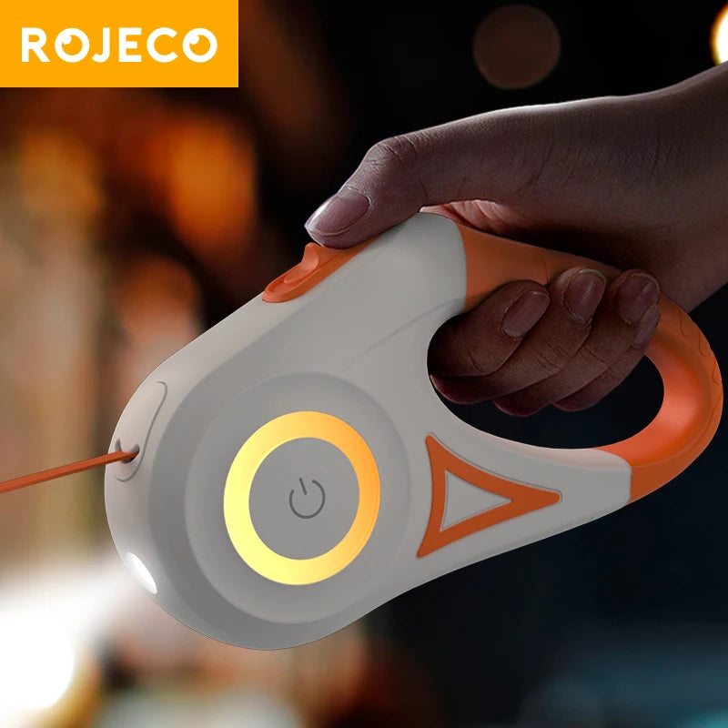 ROJECO Automatic Retractable Dog Leash | LED Luminous Light Straps for Dogs & Puppies