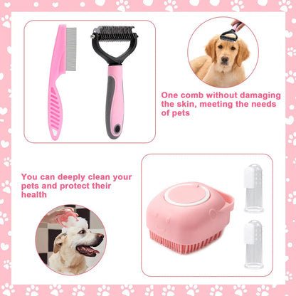 8-Piece Dog Grooming Set | Self-Cleaning Kit with Nail Clippers, Flea Comb, Shampoo Brush, and More