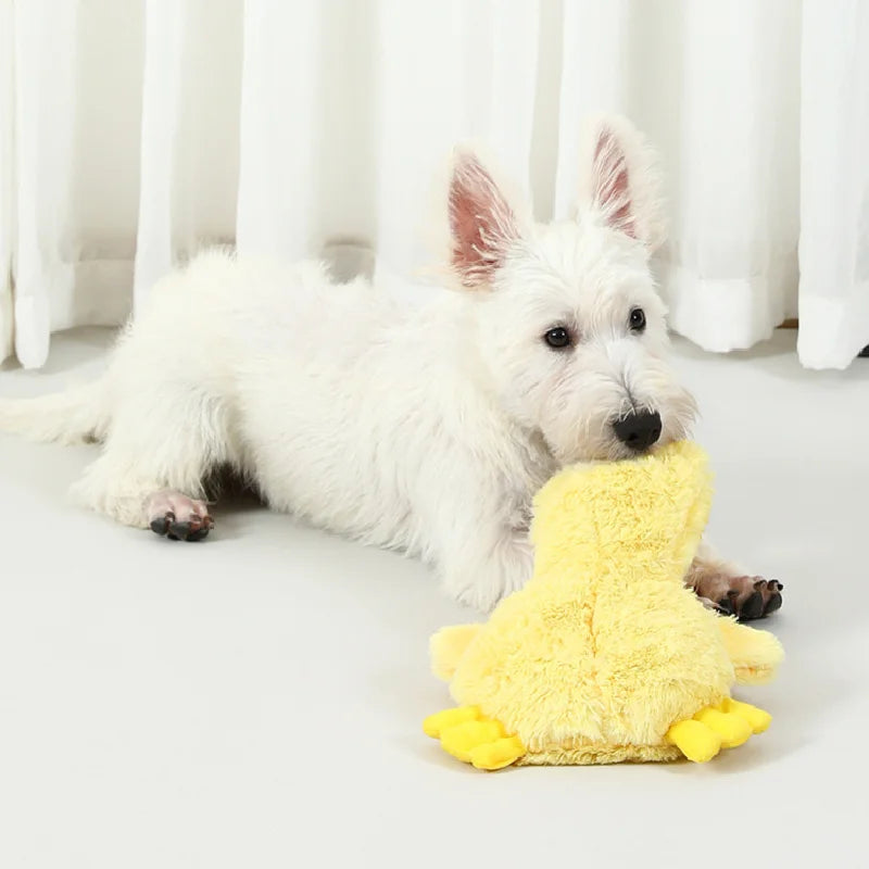 Interactive Dog Plush Sound Toy | Cute Yellow Duck for Training and Chewing - No Fill Pet Supplies for Cats and Dogs
