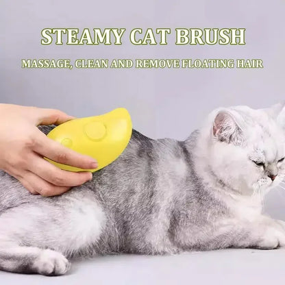 3-in-1 Electric Steamy Brush for Cats and Dogs | Grooming Tool with Massage and Shedding Spray