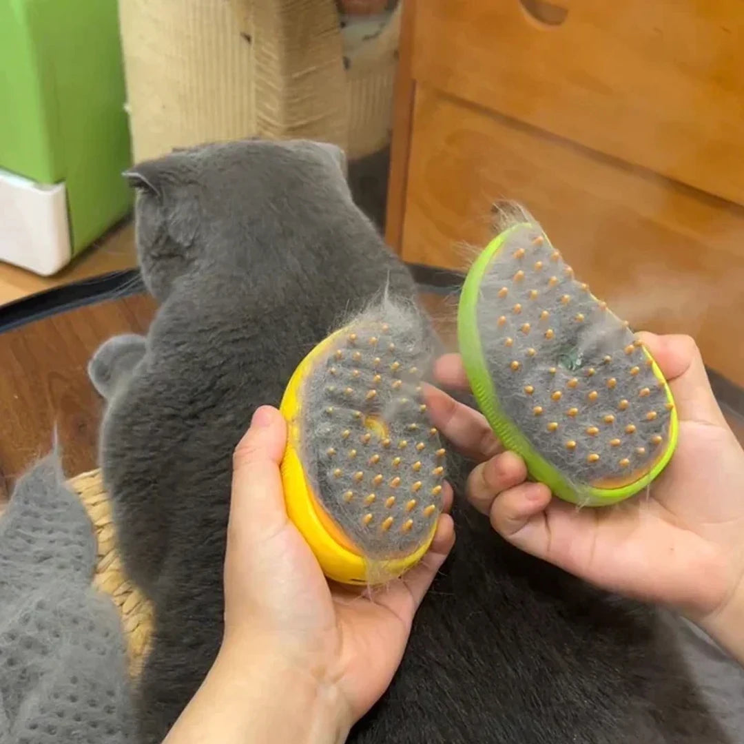 3-in-1 Electric Steamy Brush for Cats and Dogs | Grooming Tool with Massage and Shedding Spray