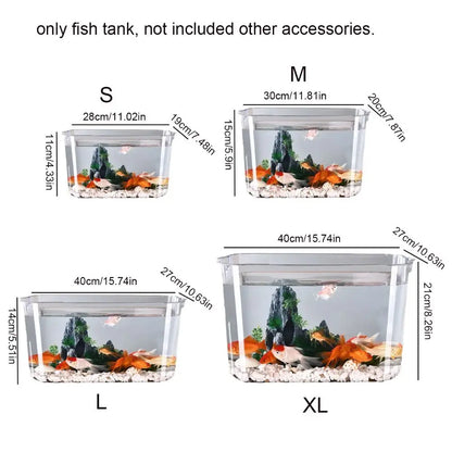 Fall Prevention Plastic Fish Tank | Transparent PET Desktop Goldfish Bowl with Ecological Water Filter