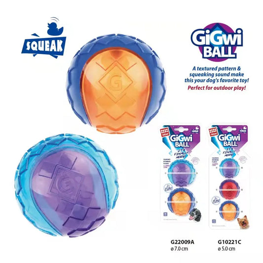 Gigwi G-Ball Series Interactive Dog Ball | Squeaky 2.5” Bouncy Balls in Assorted Colors for Small/Medium Dogs