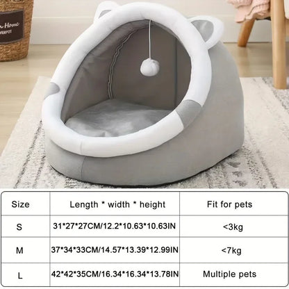 Cozy Cartoon Cat Cave Bed | Keep Your Kitten Warm and Snug in This Cute Pet House!