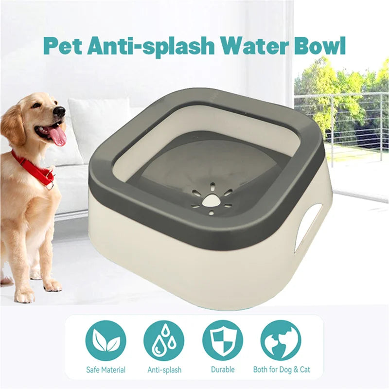 Anti-Splash Water Bowl for Dogs | 1L Large Capacity Drinker & No Spill Pet Waterer for Puppies and Cats