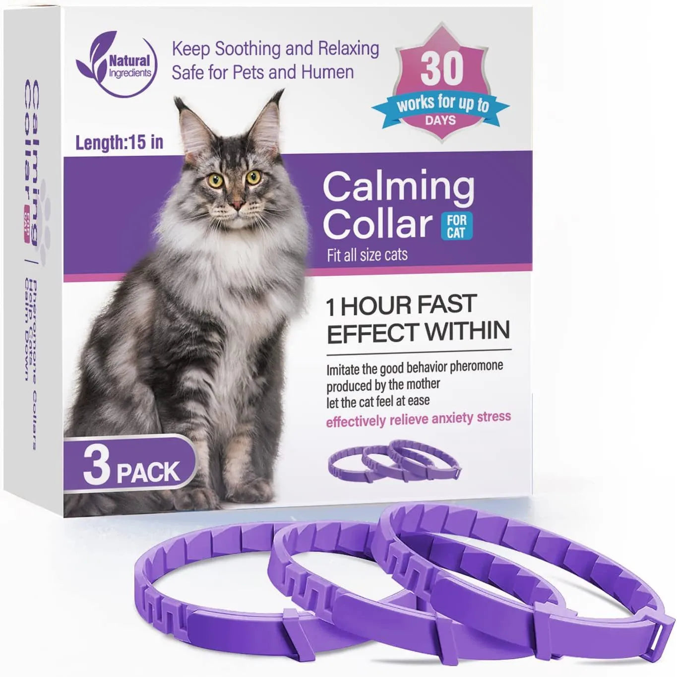 Adjustable Flea and Tick Collar for Dogs and Cats | 3-Pack Calming Collars for Anxiety Relief