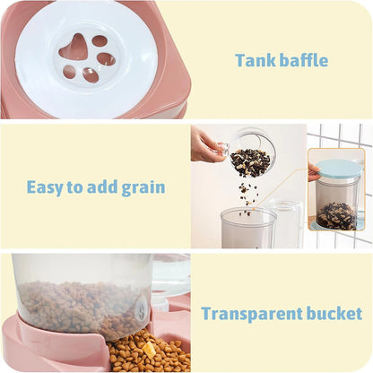 2-in-1 Automatic Cat Feeder & Water Dispenser Set | Tilted Gravity Food and Water Feeder for Pets