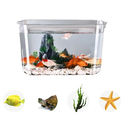 Fall Prevention Plastic Fish Tank | Transparent PET Desktop Goldfish Bowl with Ecological Water Filter