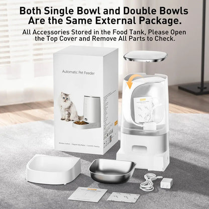 ROJECO Automatic Cat Feeder | Smart WiFi Kibble Dispenser with Remote Control for Cats & Dogs