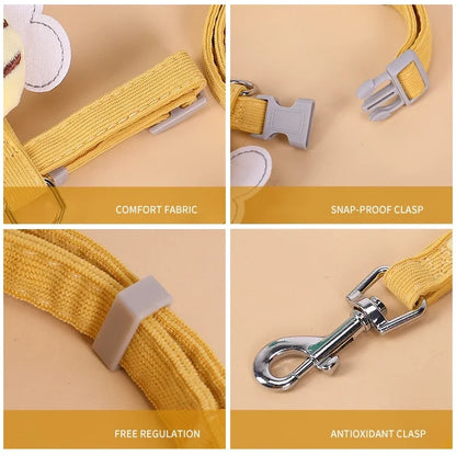 Cartoon Bee Cat Harness Leash Set | Adjustable Double Layer for Small Pets