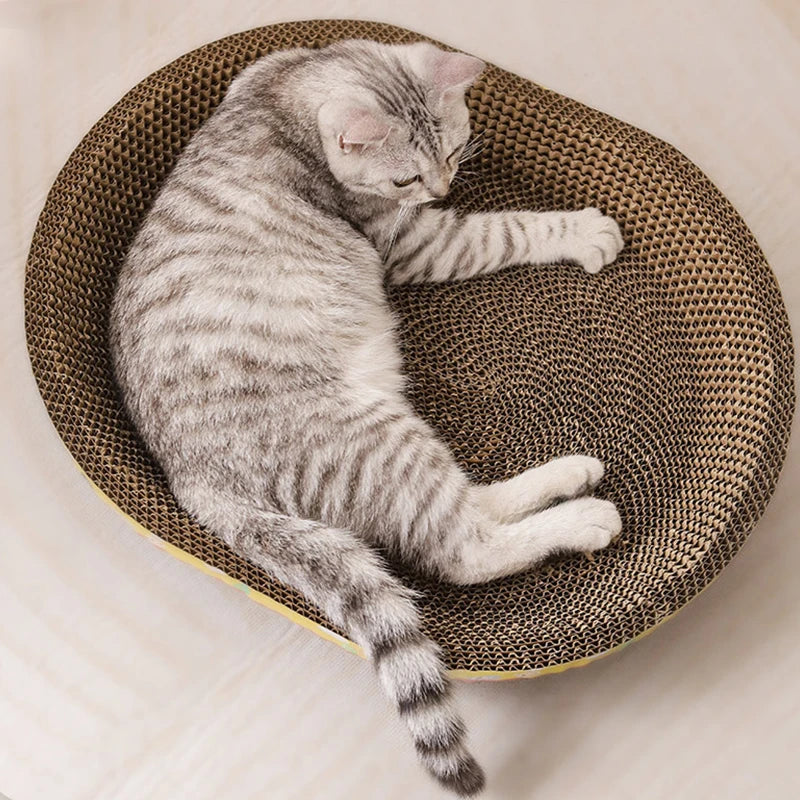 Oval Cat Nest with Scratch Board | Durable Pet Toy & Cozy Sleeping Spot