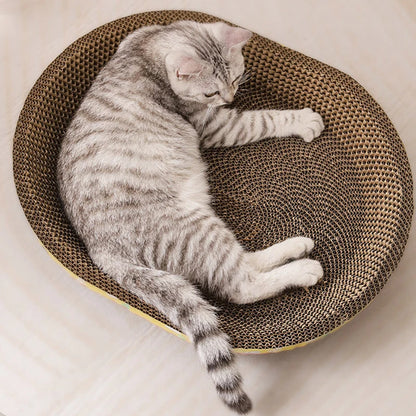 Oval Cat Nest with Scratch Board | Durable Pet Toy & Cozy Sleeping Spot