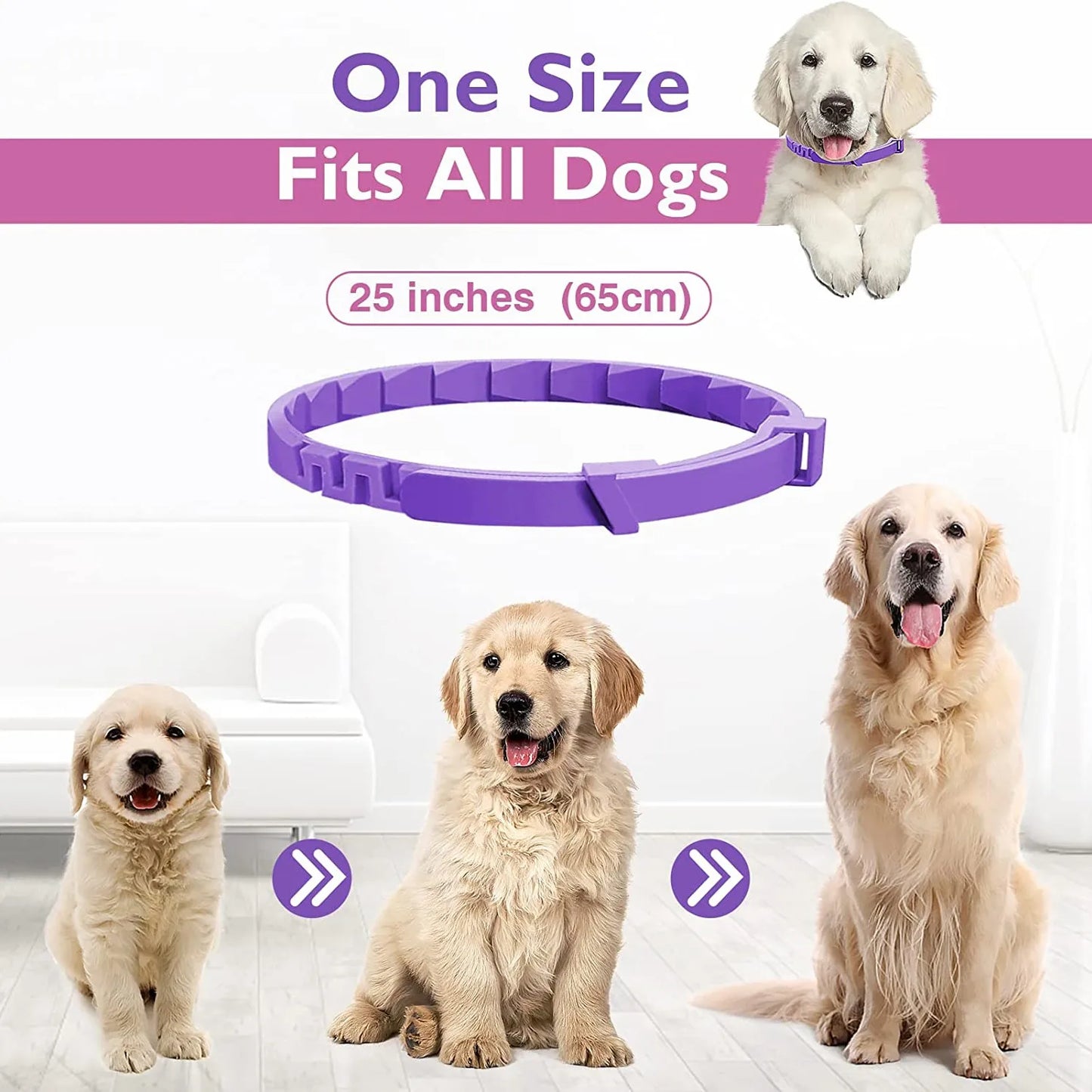 Adjustable Flea and Tick Collar for Dogs and Cats | 3-Pack Calming Collars for Anxiety Relief