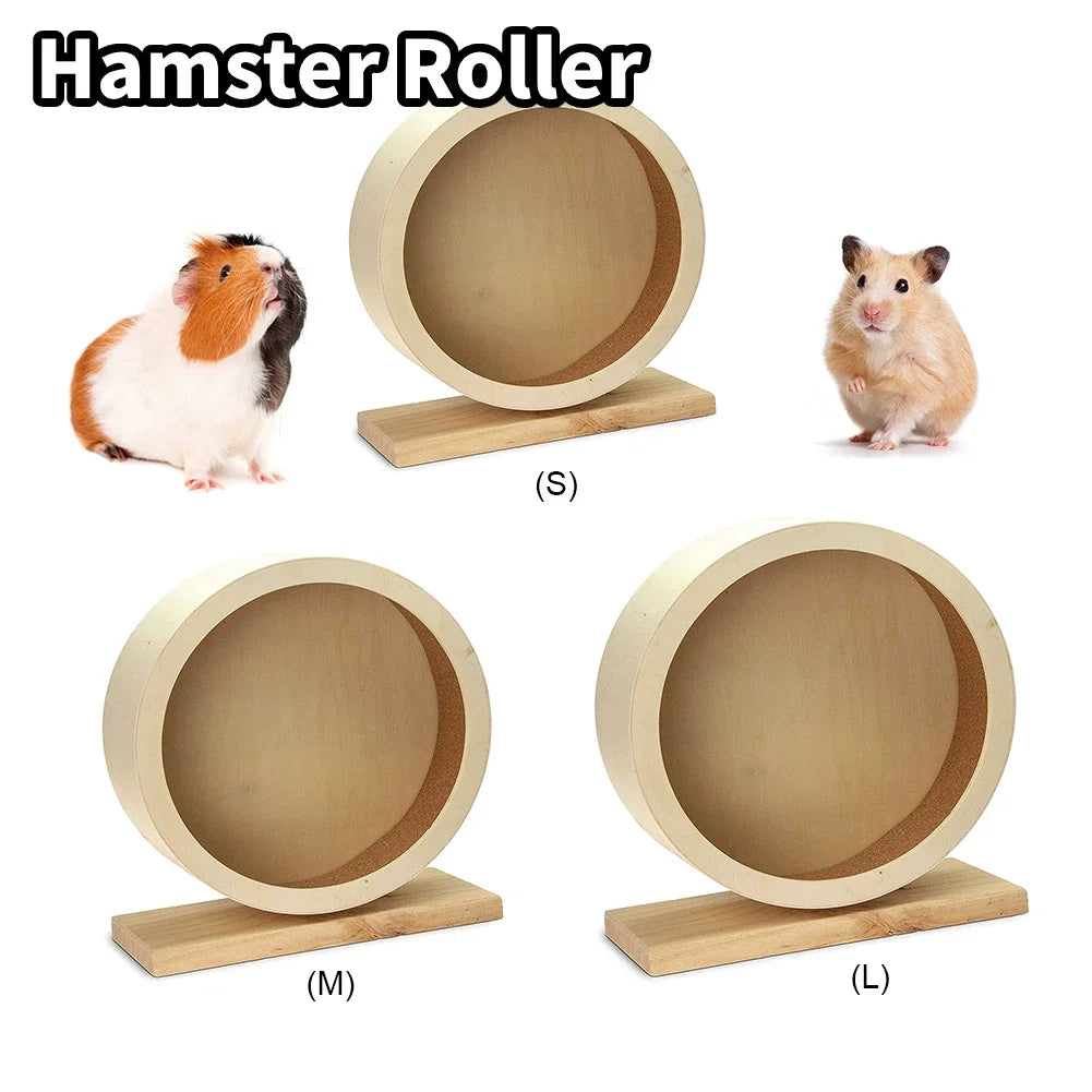 Natural Wood Hamster Wheel | Exercise Running Toy for Small Pets, Hamsters & Gerbils Accessories