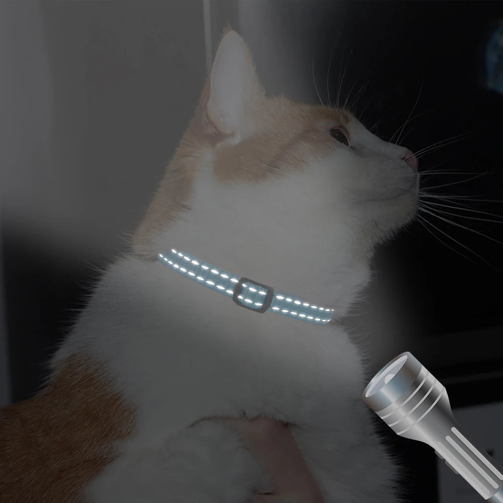 Personalized Reflective Nylon Cat Collar with Bell | Free Engraving for Small Dogs and Cats - 10 Colors Available