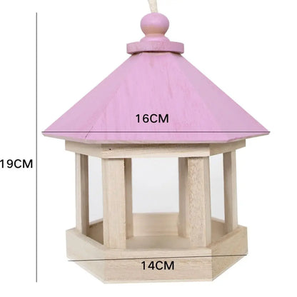 Wooden House Bird Feeder | Outdoor Hanging Feeding Station & Hollow Food Container for Garden and Park
