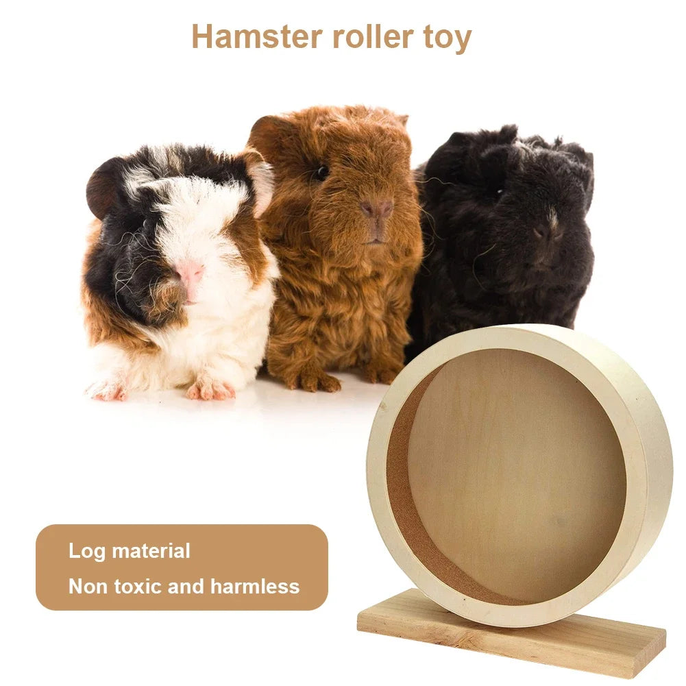 Natural Wood Hamster Wheel | Exercise Running Toy for Small Pets, Hamsters & Gerbils Accessories