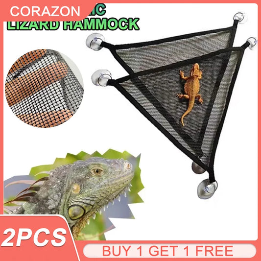 2 Pack Bearded Dragon Hammock | Lizard Lounger Ladder Hanging Bed Accessories for Reptile Habitat