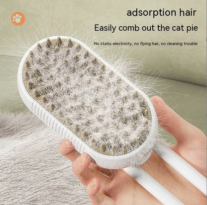 Electric Pet Spray Comb for Cats and Dogs | Anti-Flying Hair Removal Brush with One-Key Spray and Massage Function