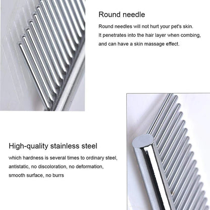 Stainless Steel Pet Dematting Comb | Grooming Tool for Dogs and Cats - Gently Removes Loose Undercoat and Fleas