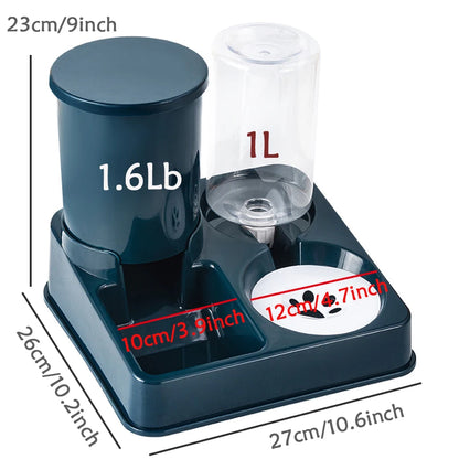 2-in-1 Automatic Cat Feeder & Water Dispenser Set | Tilted Gravity Food and Water Feeder for Pets
