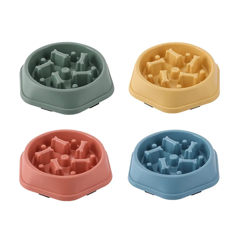 Anti-Choking Slow Food Bowl for Dogs & Cats | Thickened Non-Slip Pet Feeder in Multiple Colors & Shapes