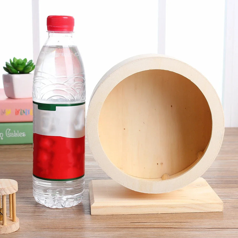 Natural Wood Hamster Wheel | Exercise Running Toy for Small Pets, Hamsters & Gerbils Accessories