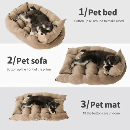 Multifunctional Pet Dog Bed Thickened 3 IN 1 Dogs Cat Sleeping Bed Sofa Warm Winter Puppy