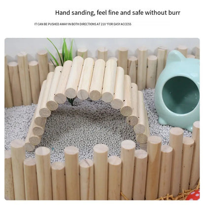 Bendable Hamster Climbing Ladder | Multifunctional Wooden Suspension Bridge for Easy Cage Decoration